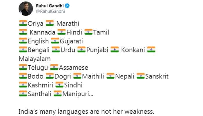 இந்தியாவில் பல மொழிகள் இருப்பது பலவீனம் இல்லை; பலம்: ராகுல் காந்தி இந்தியாவில் பல மொழிகள் இருப்பது பலவீனம் இல்லை; பலம்: ராகுல் காந்தி