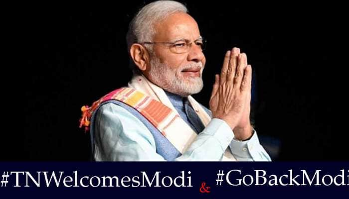 பிரதமரை வரவேற்கும் தமிழகம் ஒரு பக்கம் #Gobackmodi மறுபக்கம் #TNWelcomesModi title=