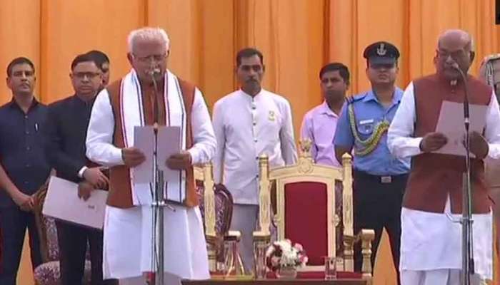 இரண்டாம் முறையாக முதல்வர் பதவியேற்றார் லால் கட்டார்... இரண்டாம் முறையாக முதல்வர் பதவியேற்றார் லால் கட்டார்...