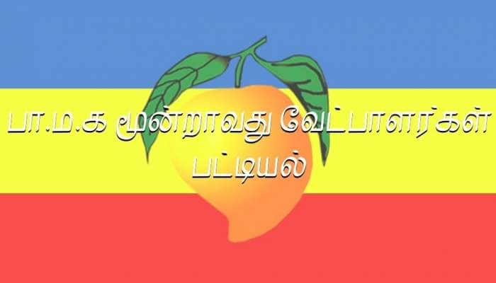 சட்டப்பேரவைத் தேர்தல் - 2021 பா.ம.க மூன்றாவது வேட்பாளர்கள் பட்டியல் வெளியீடு!