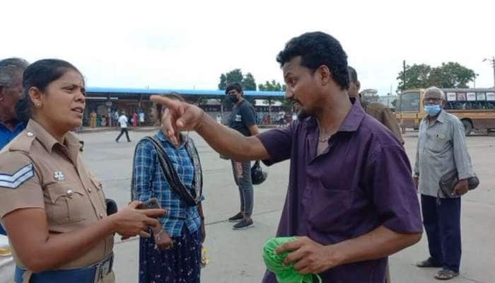 பெண்ணிடம் சில்மிஷம் - போலீஸ் காலில் விழுந்து தப்பிக்க முயன்ற இளைஞர் title=