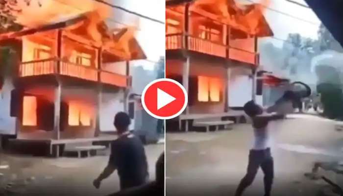 OMG Video: Man does this Unbelievable thing to extinguish fire 