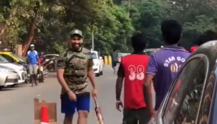 மும்பையில் தெருவில் கிரிக்கெட் விளையாடிய ரோகித்சர்மா - வைரல் வீடியோ