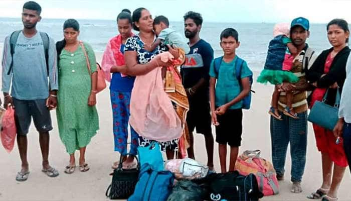 இலங்கை நெருக்கடி; மணல் திட்டிற்கு வந்த ஈழத்தமிழர்களை மீட்ட கடலோர காவல் படை  title=