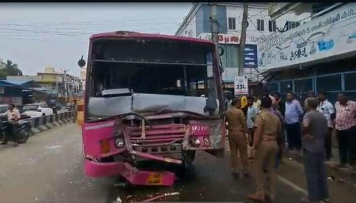 மயங்கி விழுந்த ஓட்டுநர்! மேடவாக்கம் பகுதியில் பள்ளி பேருந்தின் மீது மோதி விபத்து!