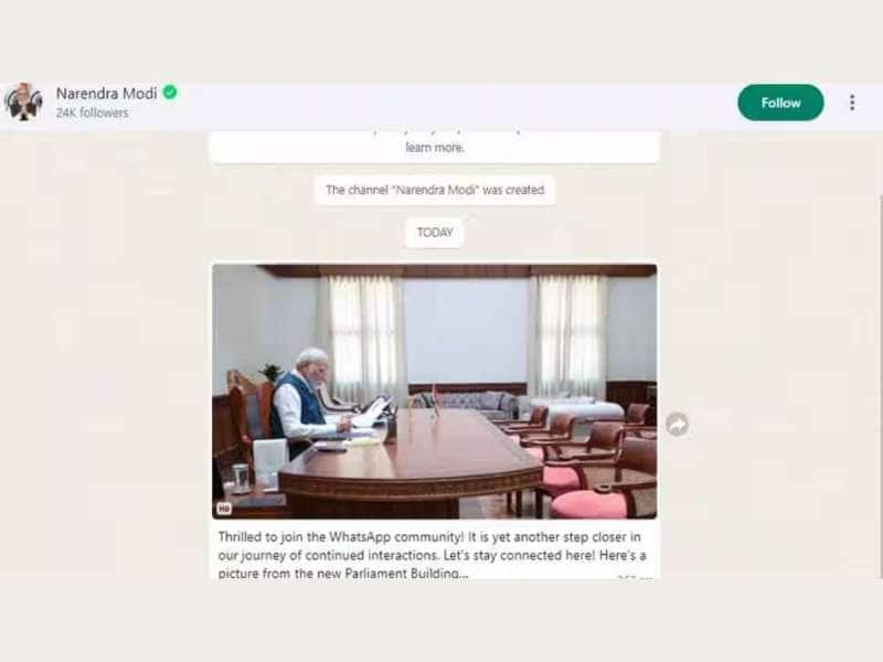 வாட்ஸ்அப் சேனலில் இணைந்த பிரதமர் மோடி... நீங்களும் அதில் இணையலாம்!