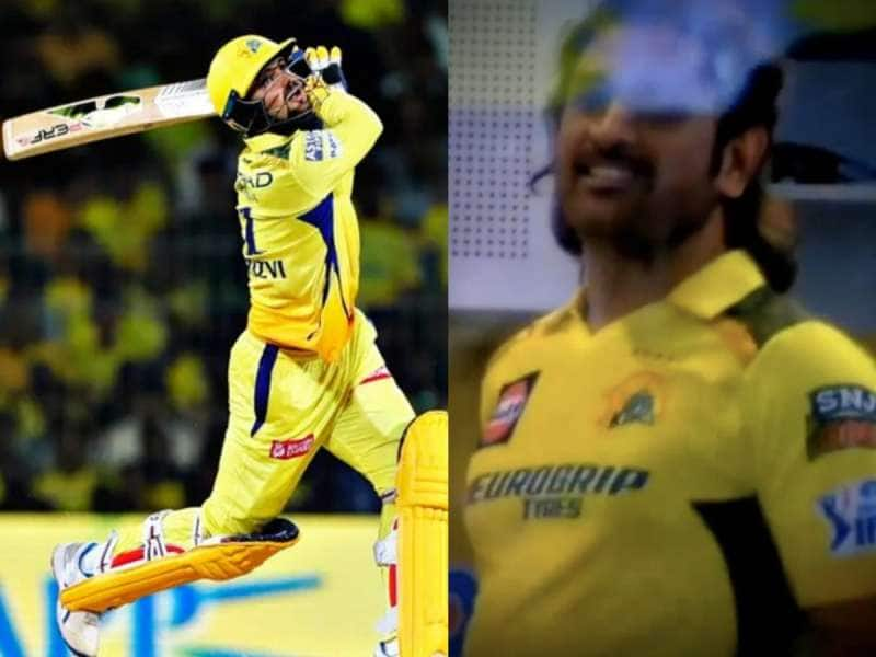 CSK vs GT: முதல் பந்திலேயே சிக்ஸ் அடித்த சமீர் ரிஸ்வி! தோனி கொடுத்த ரியாக்சன்!