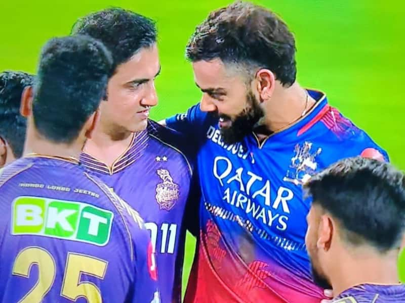 RCB vs KKR: ஆஹா கண்கொள்ளா காட்சி... விராட் கோலியை கட்டிபிடித்த கௌதம் கம்பீர்! title=