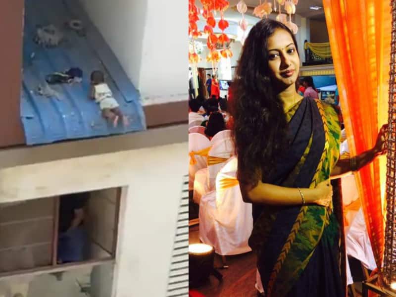 மாடியில் இருந்து தவறி விழுந்த குழந்தை வீடியோ வைரல்... தாய் தற்கொலை - காரணம் என்ன? title=