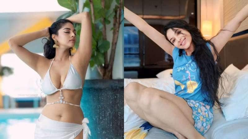 Sanam Shetty : அரைகுறை ஆடையில் அசத்தும் சனம் ஷெட்டி! வைரலாகும் புகைப்படங்கள்..