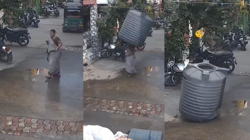 Viral Video: பெண்ணின் தலையில் விழுந்த சின்டக்ஸ் டேங்க் - இப்படி கூட நடக்குமா?